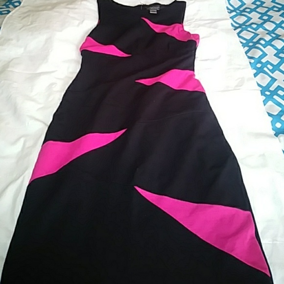 black and pink cocktail dress